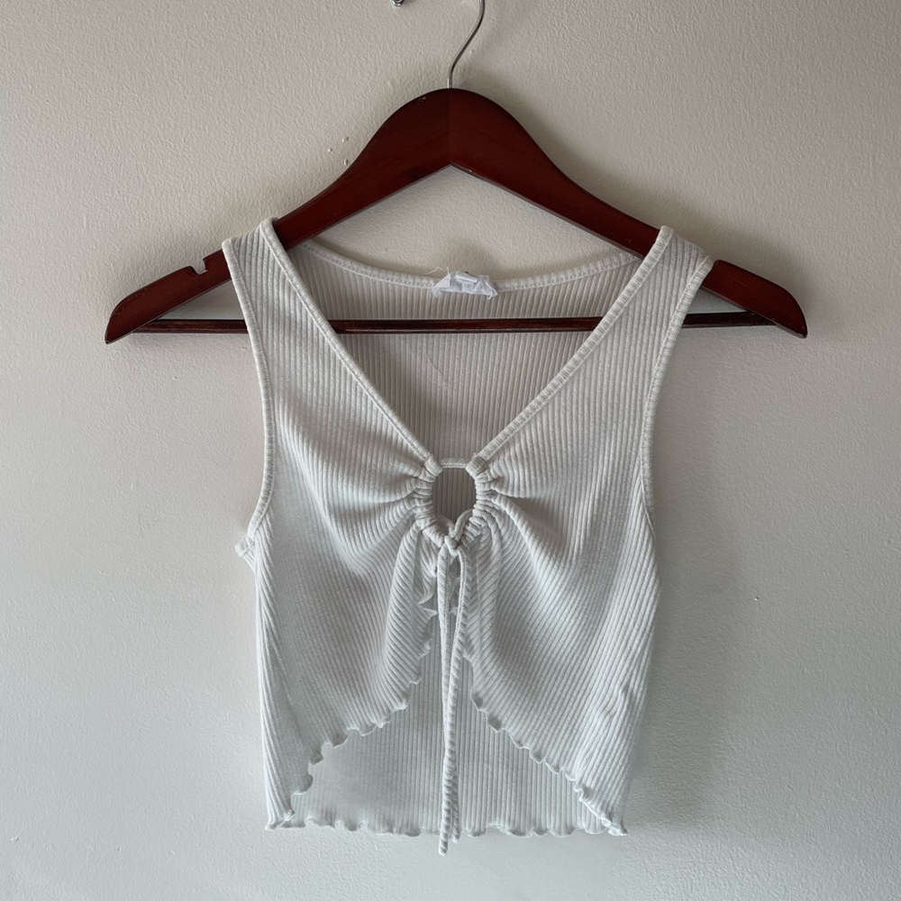 White Ruffle Tank